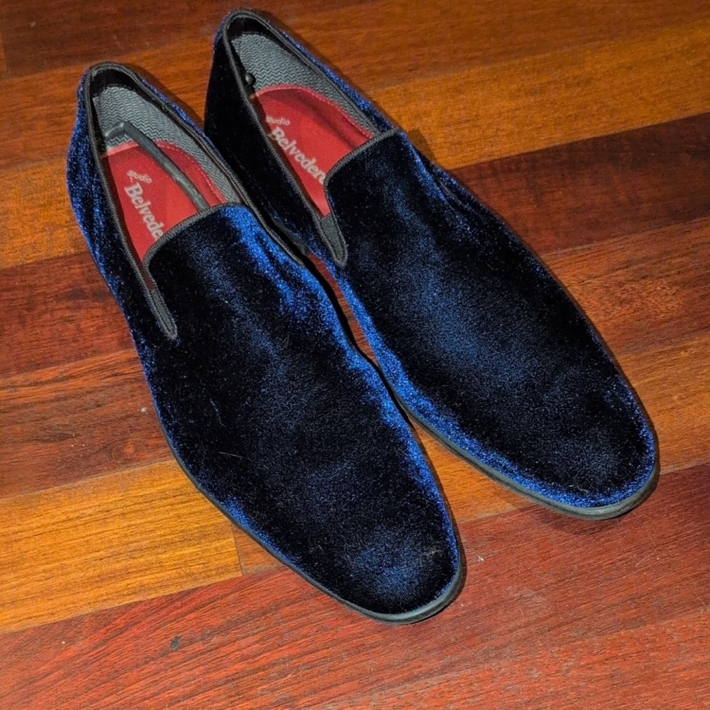 Studio Belvedere Mens Loafers Dress Shoes MEZMERIZING Blue Velvet12D